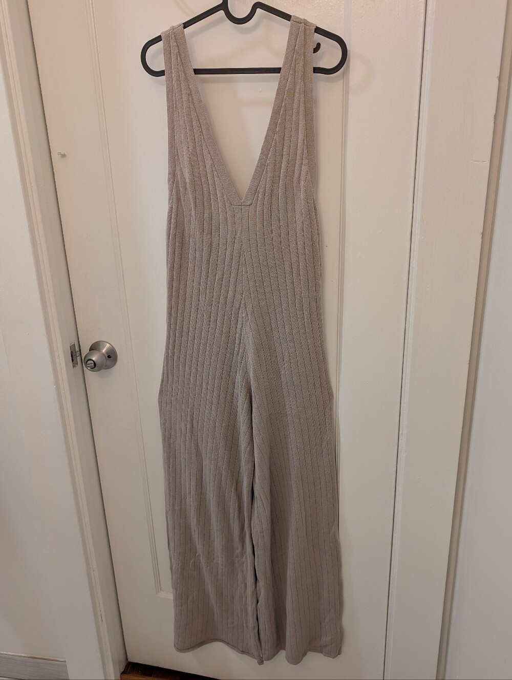 Free People FP Beach Jumpsuit Linen Cotton Cream Oatmeal Boho Wide Leg Sz S